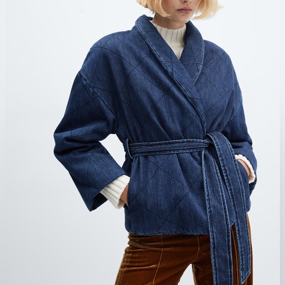 Denim Kimono Jacket with belt - Picture 3 of 5